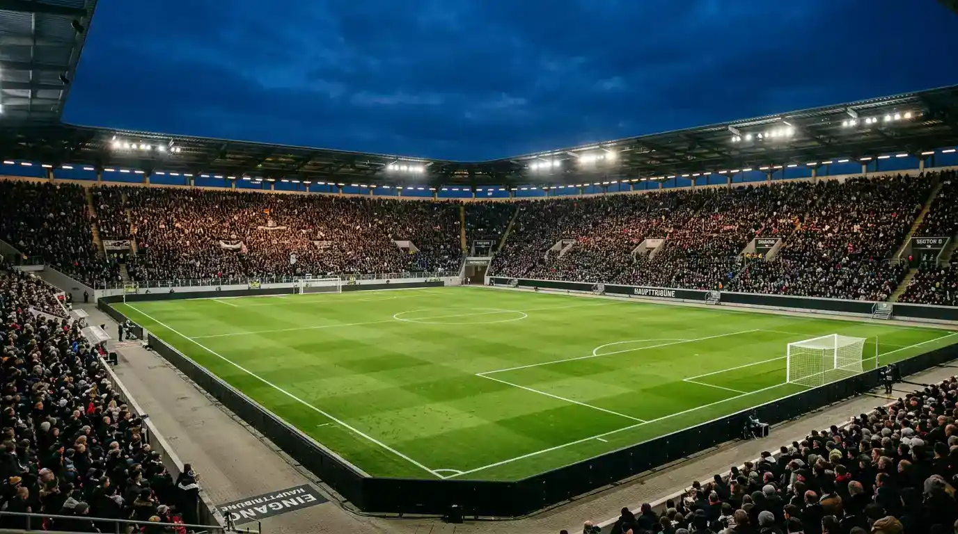 Bandenwerbung am Spielfeldrand eines portugiesischen Fußballstadions während eines Liga-Spiels